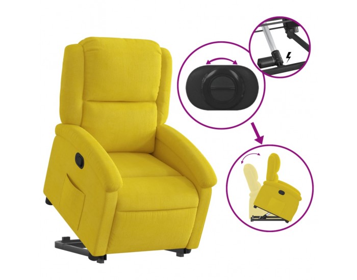 Sonata H Изправящ реклайнер стол, Жълто, кадифе