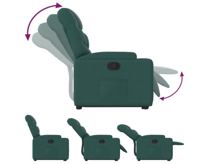 Sonata H Изправящ реклайнер стол, тъмнозелен, текстил