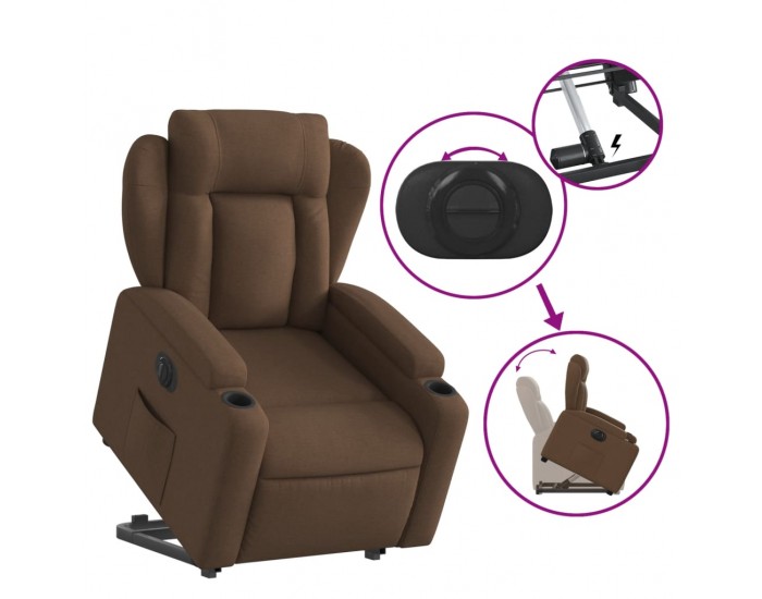 Sonata H Електрически изправящ реклайнер стол, кафяв, текстил