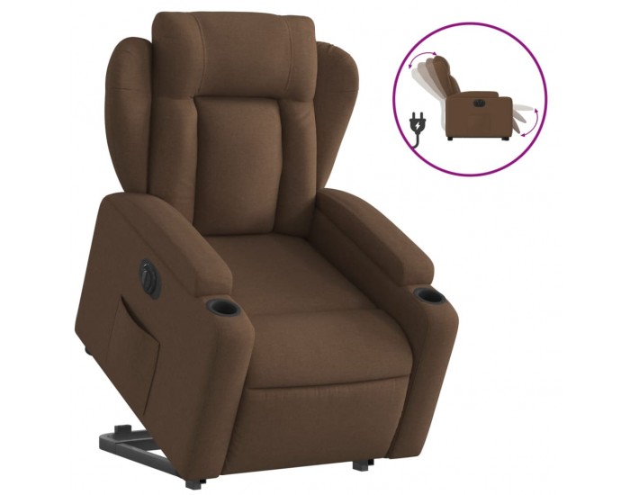 Sonata H Електрически изправящ реклайнер стол, кафяв, текстил