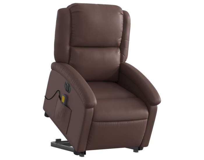 Sonata H Електрически изправящ масажен реклайнер стол, кафяв, еко кожа