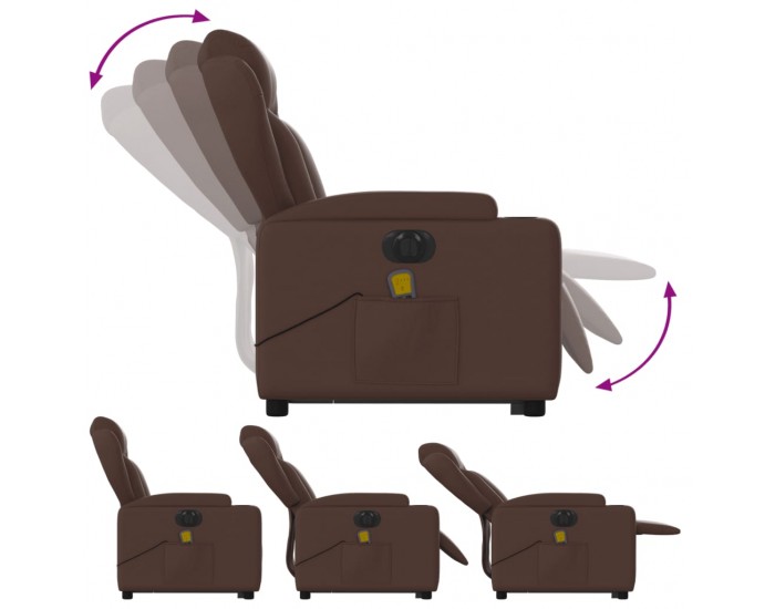 Sonata H Електрически изправящ масажен реклайнер стол, кафяв, еко кожа