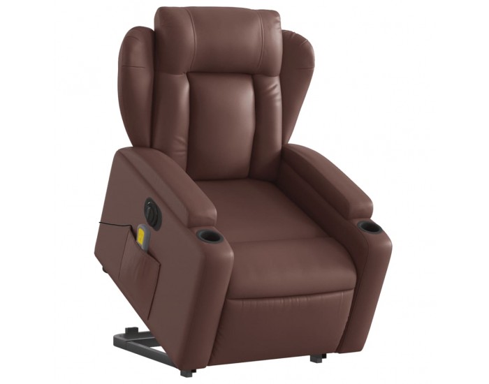 Sonata H Електрически изправящ масажен реклайнер стол, кафяв, еко кожа