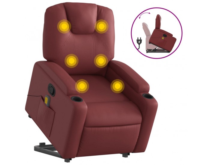 Sonata H Изправящ масажен наклоняем стол, виненочервен, изкуствена кожа