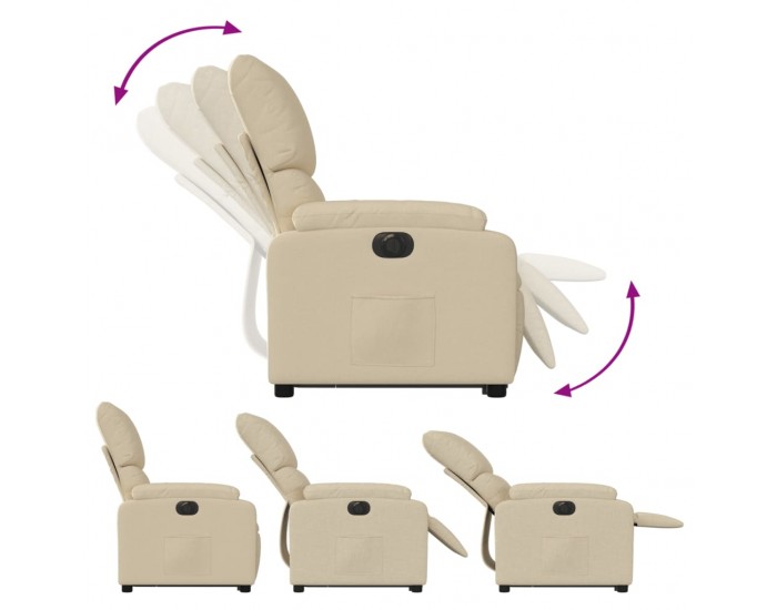 Sonata H Електрически изправящ реклайнер стол, кремав, текстил