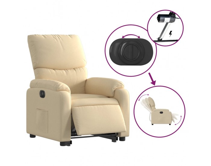 Sonata H Електрически изправящ реклайнер стол, кремав, текстил