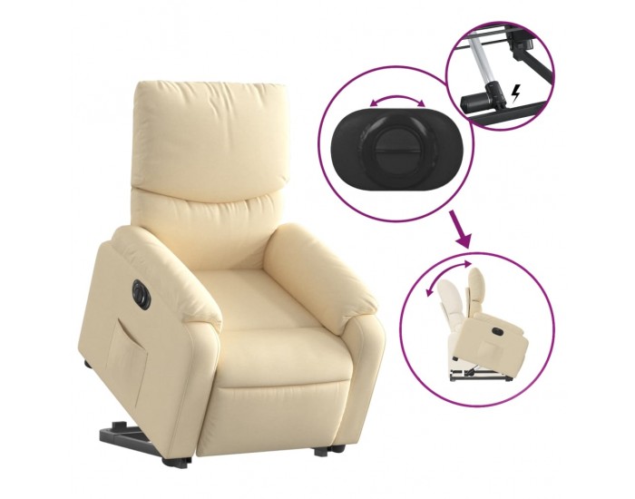 Sonata H Електрически изправящ реклайнер стол, кремав, текстил