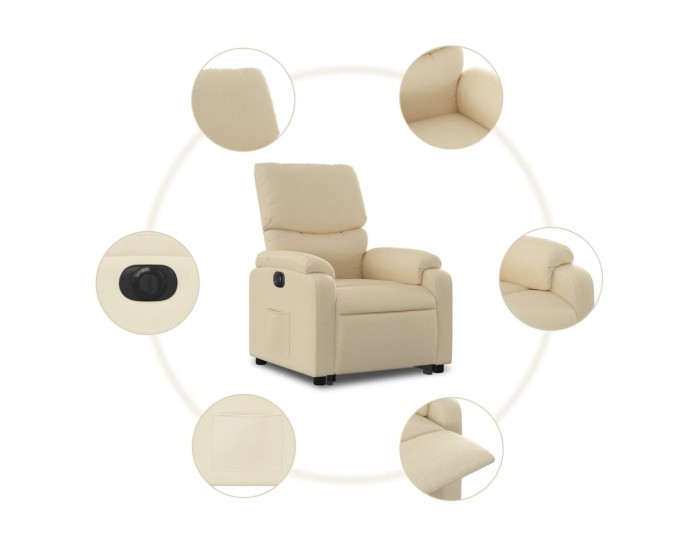 Sonata H Електрически изправящ реклайнер стол, кремав, текстил