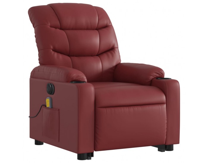 Sonata H Електрически изправящ масажен реклайнер, виненочервен, еко кожа