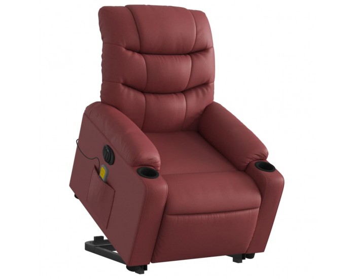 Sonata H Електрически изправящ масажен реклайнер, виненочервен, еко кожа