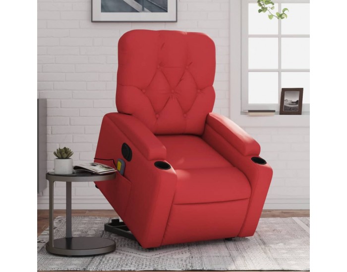 Sonata H Електрически изправящ масажен реклайнер стол, червен, еко кожа