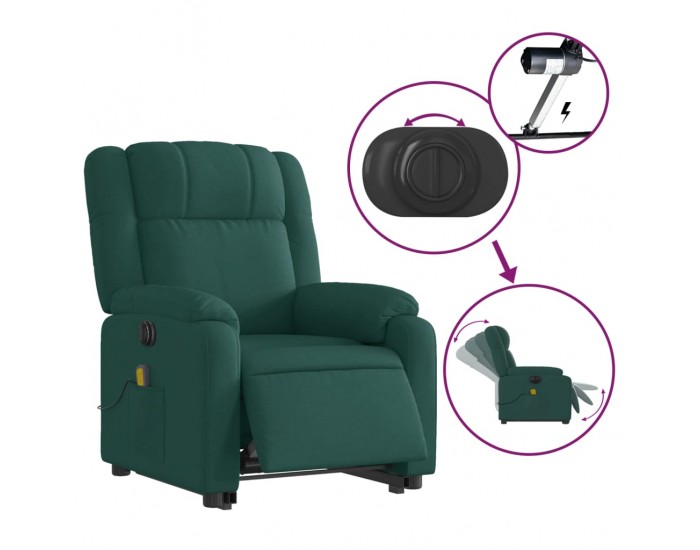 Sonata H Електрически изправящ масажен реклайнер стол тъмнозелен текстил