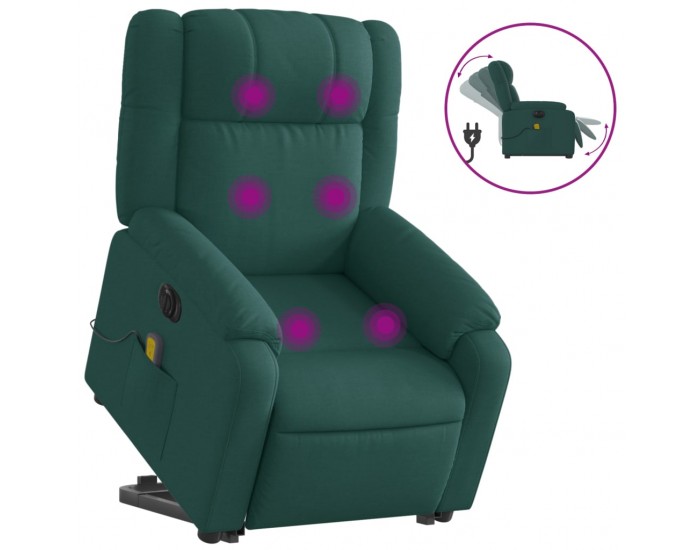 Sonata H Електрически изправящ масажен реклайнер стол тъмнозелен текстил