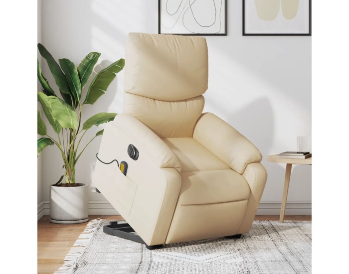 Sonata H Електрически изправящ масажен реклайнер стол кремав текстил