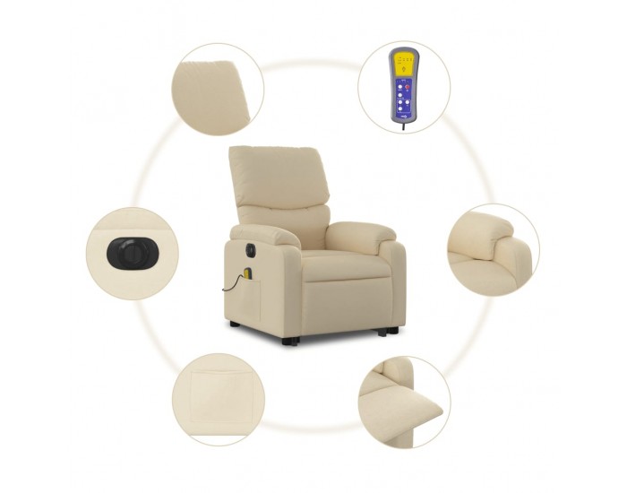 Sonata H Електрически изправящ масажен реклайнер стол кремав текстил