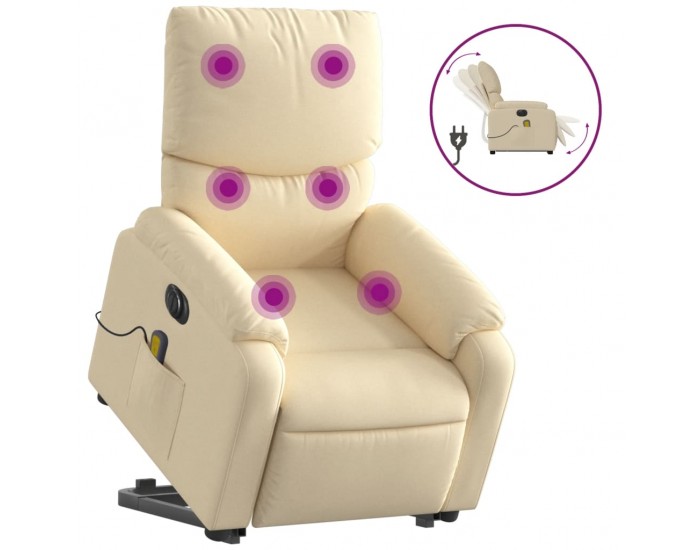 Sonata H Електрически изправящ масажен реклайнер стол кремав текстил