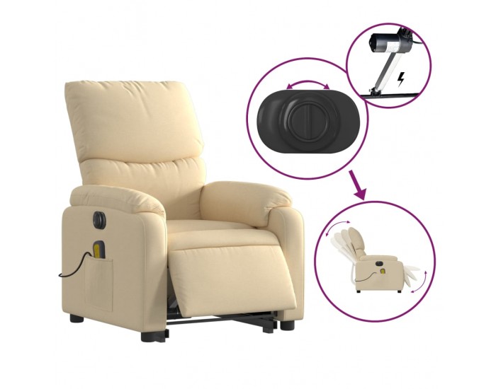 Sonata H Електрически изправящ масажен реклайнер стол кремав текстил