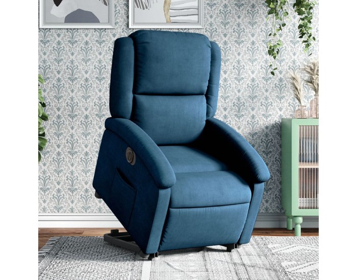 Sonata H Електрически изправящ реклайнер стол, син, кадифе