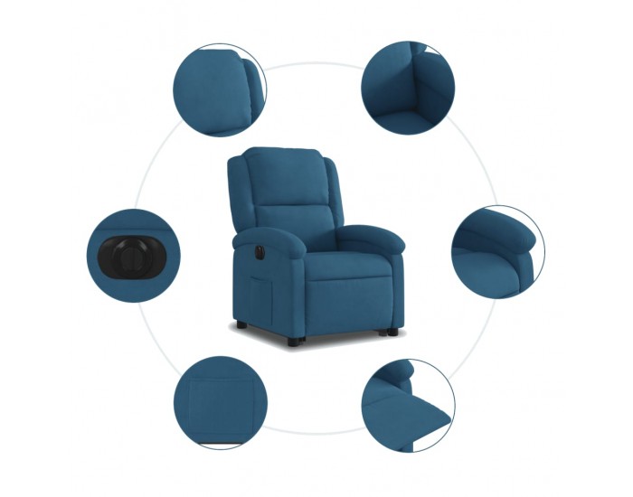 Sonata H Електрически изправящ реклайнер стол, син, кадифе