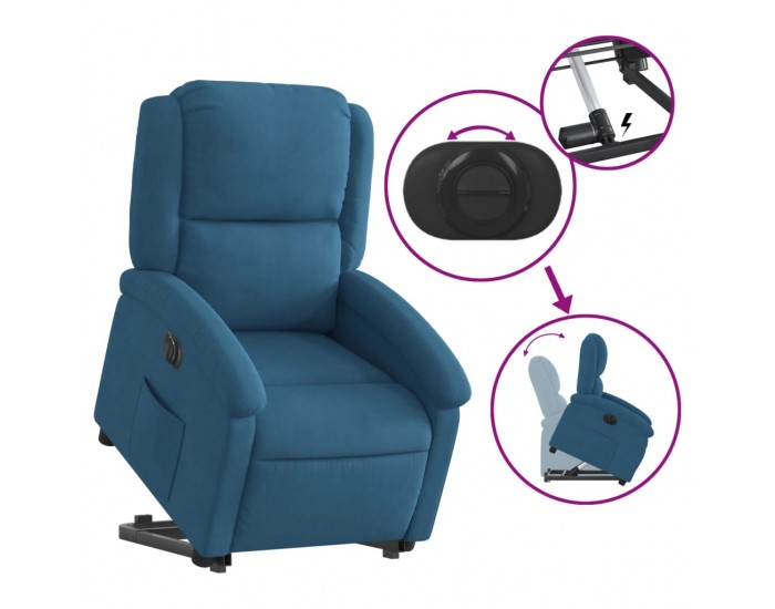 Sonata H Електрически изправящ реклайнер стол, син, кадифе