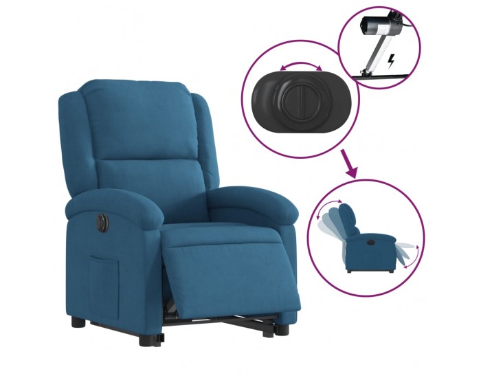 Sonata H Електрически изправящ реклайнер стол, син, кадифе