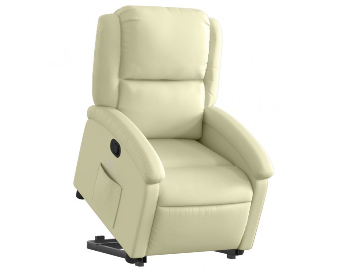 Sonata H Изправящ масажен реклайнер стол, кремав, естествена кожа