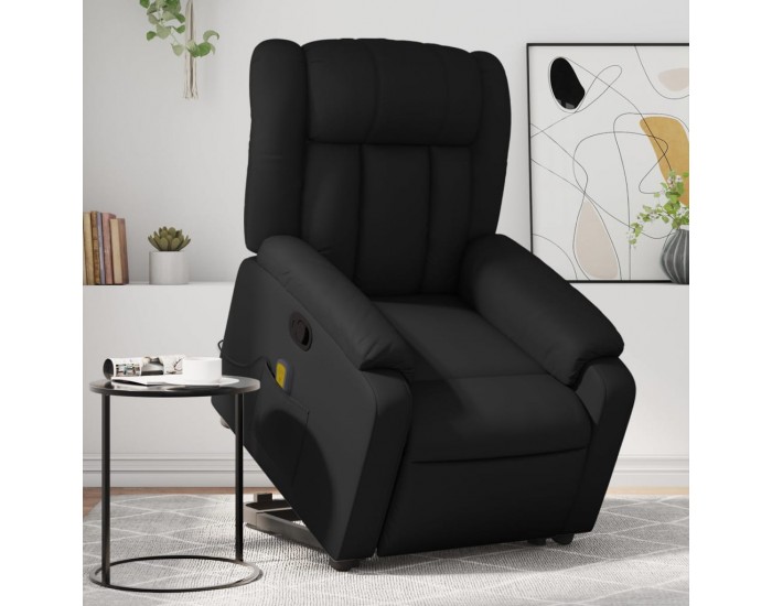 Sonata H Изправящ масажен реклайнер стол, черен, изкуствена кожа