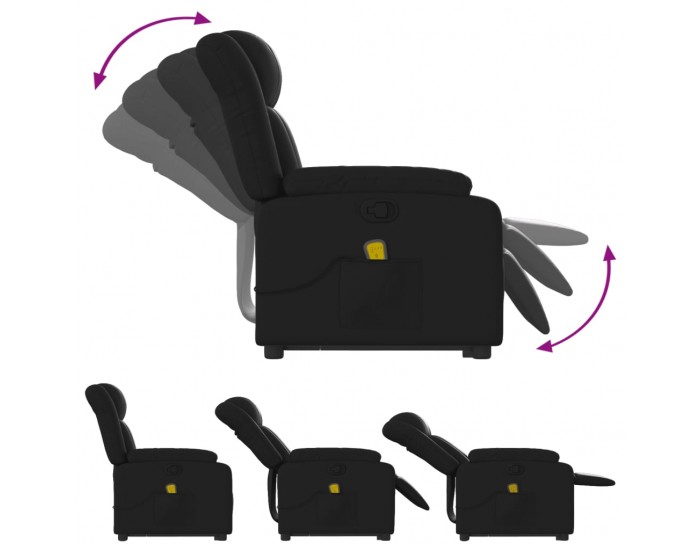 Sonata H Изправящ масажен реклайнер стол, черен, изкуствена кожа