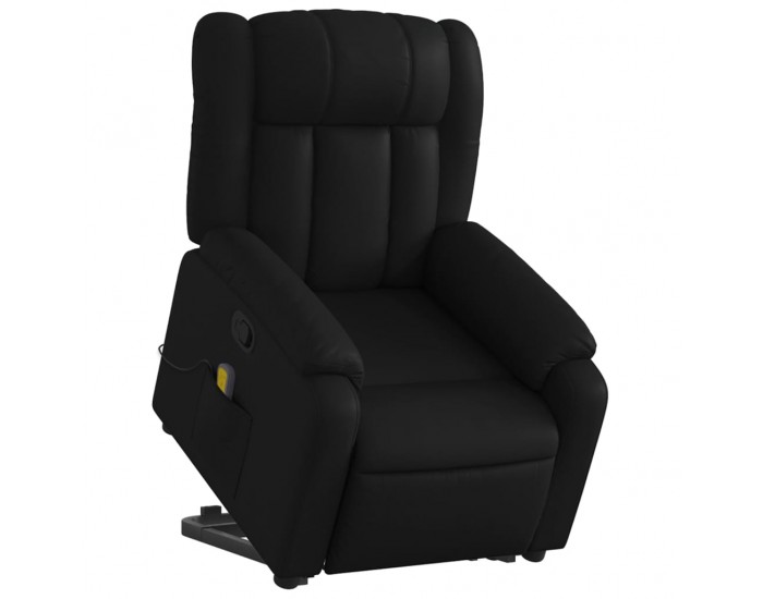 Sonata H Изправящ масажен реклайнер стол, черен, изкуствена кожа