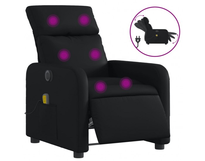 Sonata H Електрически масажен реклайнер стол, черен, изкуствена кожа