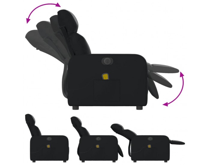 Sonata H Електрически масажен реклайнер стол, черен, изкуствена кожа