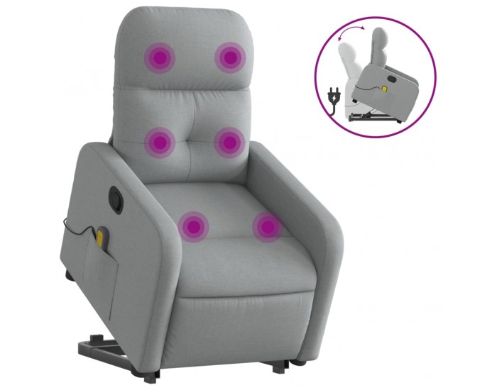 Sonata H Изправящ масажен реклайнер стол, светлосив, текстил