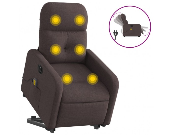 Sonata H Електрически изправящ масажен реклайнер стол тъмнокафяв текстил