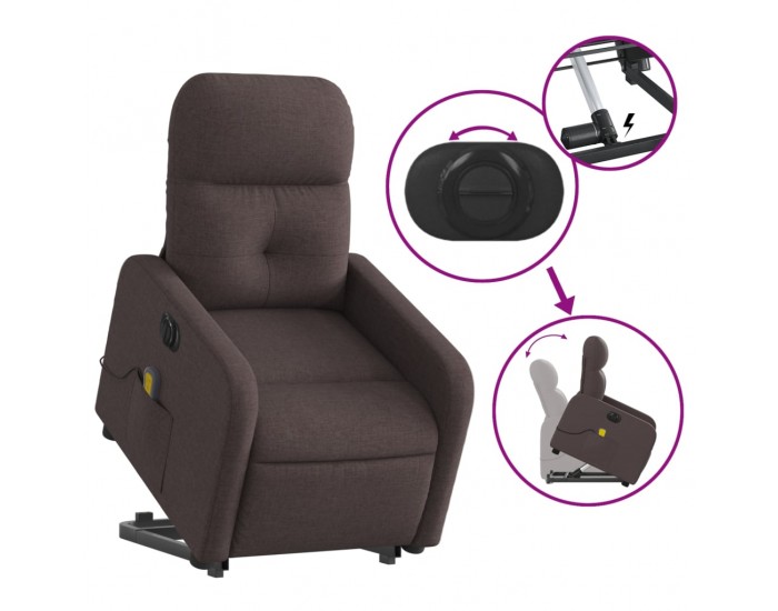 Sonata H Електрически изправящ масажен реклайнер стол тъмнокафяв текстил