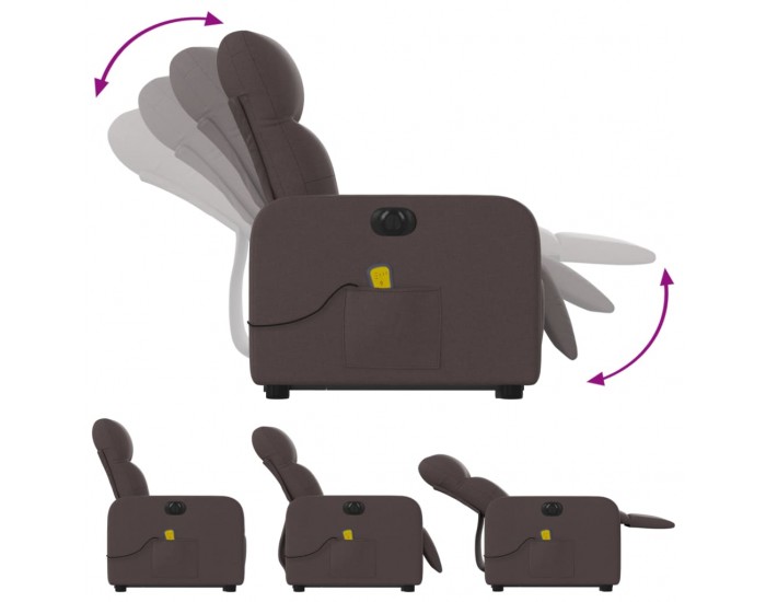 Sonata H Електрически изправящ масажен реклайнер стол тъмнокафяв текстил