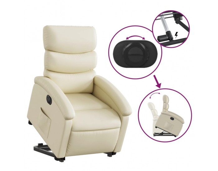 Sonata H Електрически изправящ реклайнер стол, кремав, изкуствена кожа