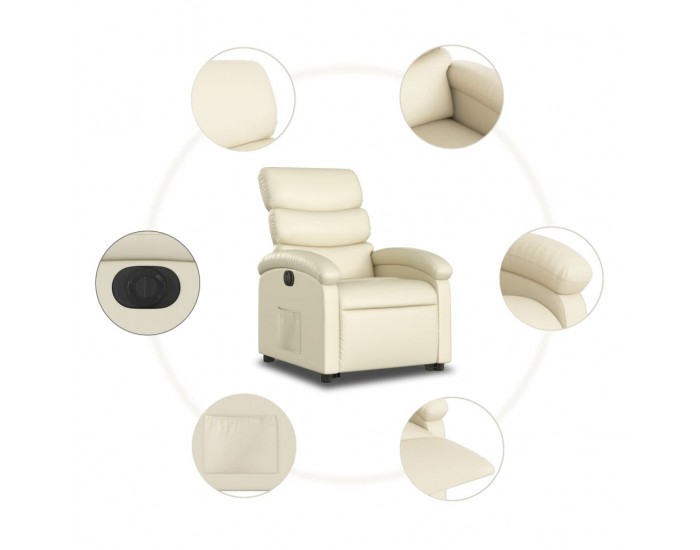 Sonata H Електрически изправящ реклайнер стол, кремав, изкуствена кожа