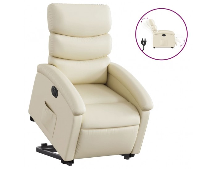 Sonata H Електрически изправящ реклайнер стол, кремав, изкуствена кожа