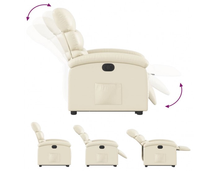 Sonata H Електрически изправящ реклайнер стол, кремав, изкуствена кожа