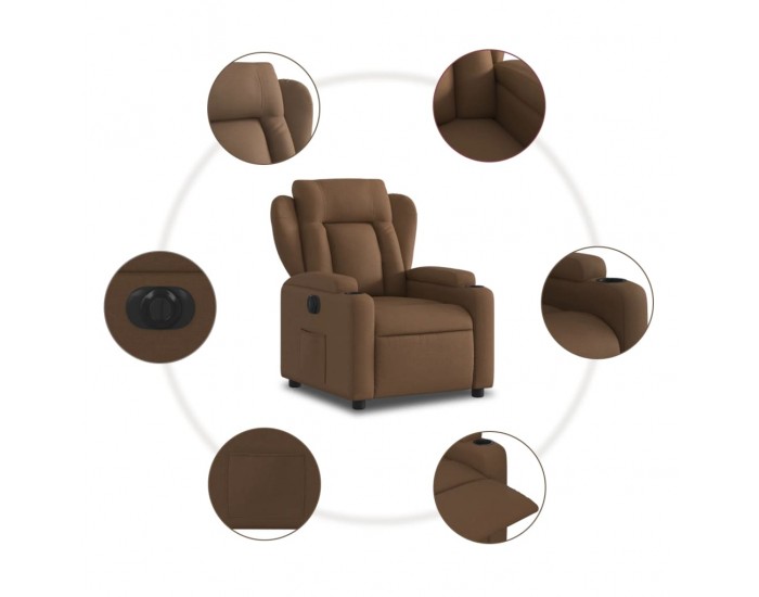 Sonata H Електрически наклоняем стол, кафяв, текстил