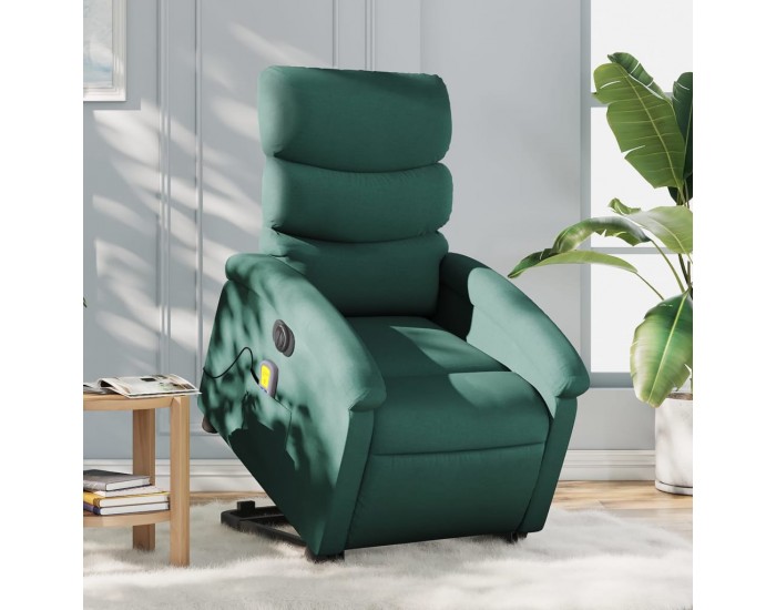 Sonata H Електрически изправящ масажен реклайнер стол тъмнозелен текстил