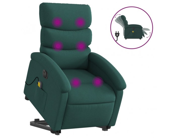 Sonata H Електрически изправящ масажен реклайнер стол тъмнозелен текстил