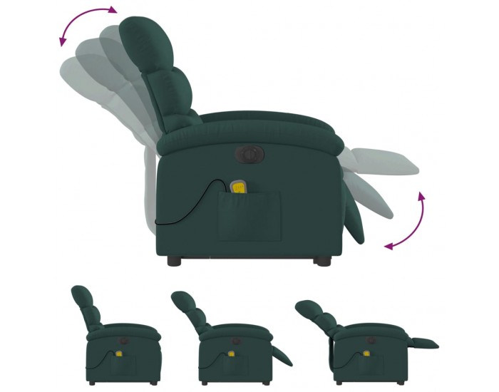 Sonata H Електрически изправящ масажен реклайнер стол тъмнозелен текстил