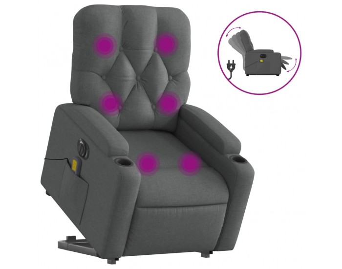 Sonata H Електрически изправящ масажен реклайнер стол тъмносив текстил