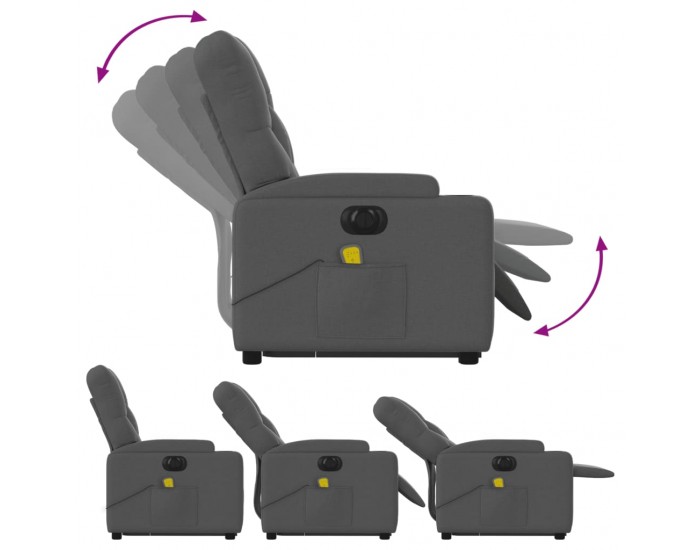 Sonata H Електрически изправящ масажен реклайнер стол тъмносив текстил