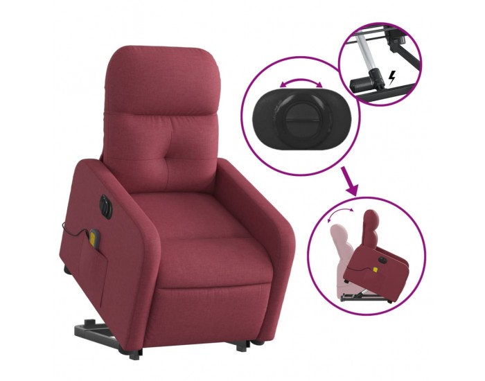 Sonata H Електрически изправящ масажен реклайнер виненочервен текстил