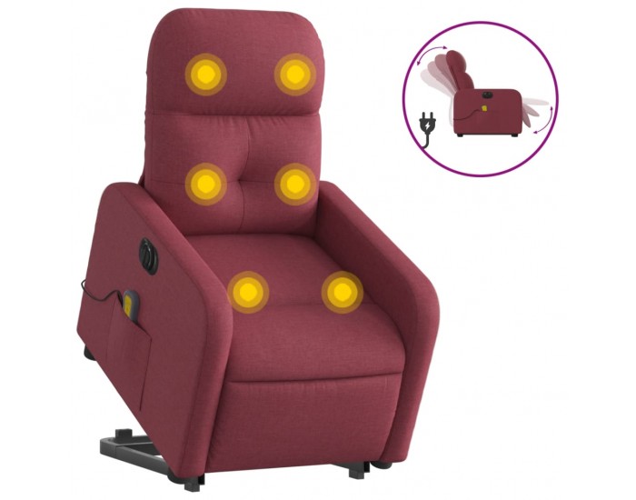 Sonata H Електрически изправящ масажен реклайнер виненочервен текстил