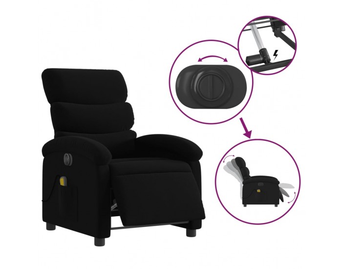 Sonata H Електрически масажен наклоняем стол, черен, текстил