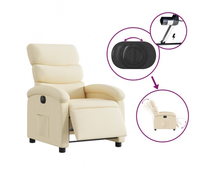 Sonata H Електрически стол реклайнер , кремав, текстил
