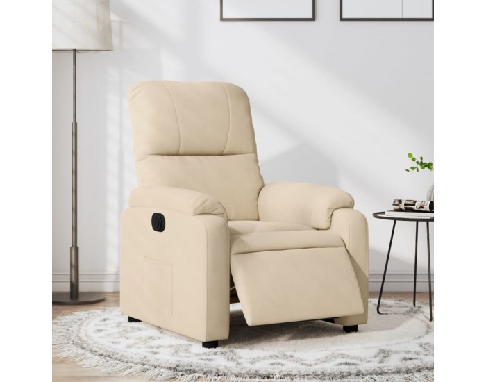 Sonata H Електрически реклайнер стол, кремав, микрофибърен текстил